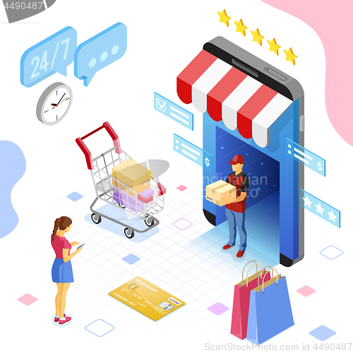 Image of Online Internet Shopping Delivery Isometric Concept