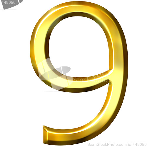 Image of 3d golden number 9