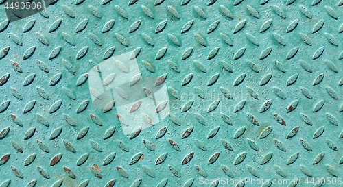 Image of Texture of old green metal diamond plate