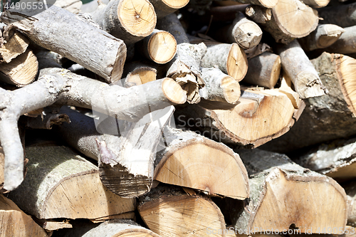 Image of Background of dry chopped firewood