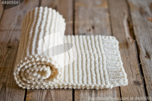 Image of Hand knitted white scarf