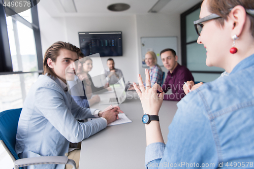 Image of Business Team At A Meeting at modern office building