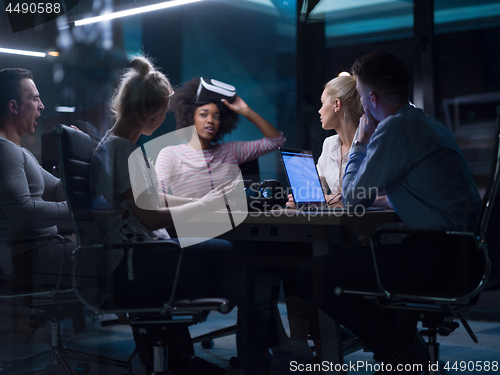 Image of Multiethnic Business team using virtual reality headset