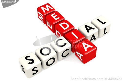 Image of Social media buzzword in red and white