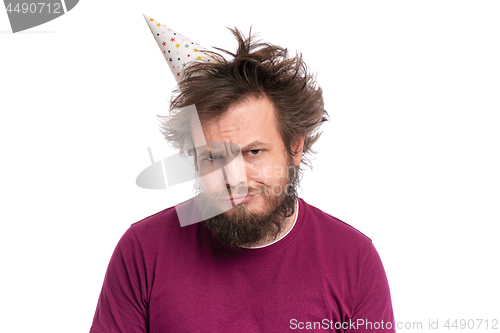 Image of Crazy bearded man - holidays concept