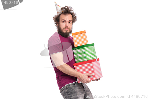 Image of Crazy bearded man - holidays concept