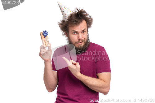 Image of Crazy bearded man - holidays concept