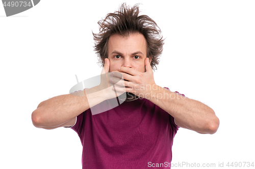 Image of Crazy bearded man emotions and signs