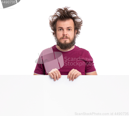 Image of Crazy man with blank signboard