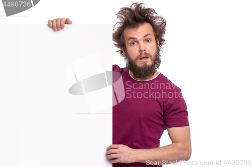 Image of Crazy man with blank signboard