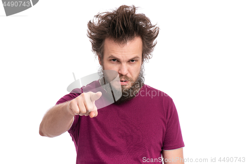 Image of Crazy bearded man emotions and signs