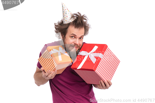 Image of Crazy bearded man - holidays concept