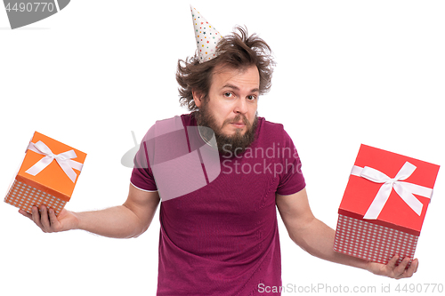 Image of Crazy bearded man - holidays concept