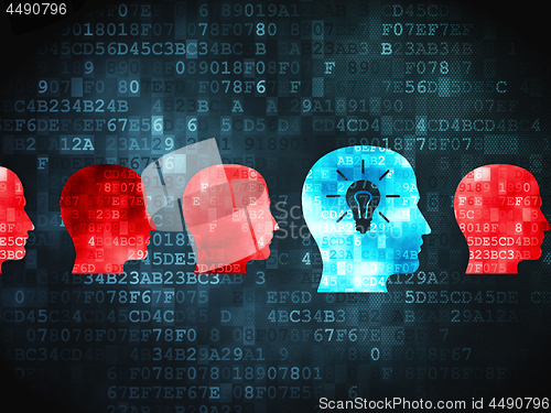 Image of Finance concept: Head With Lightbulb on digital background