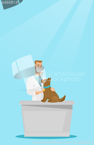 Image of Veterinarian examining dog vector illustration.