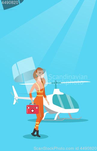 Image of Doctor of air ambulance vector illustration.