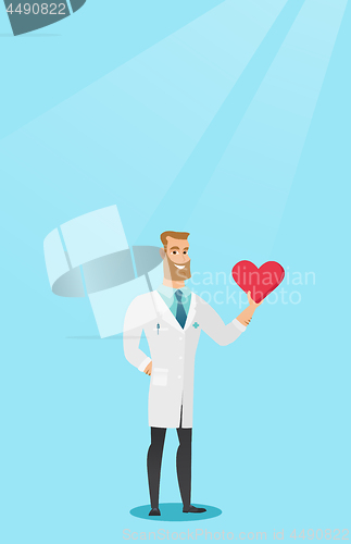 Image of Doctor cardiologist holding heart.