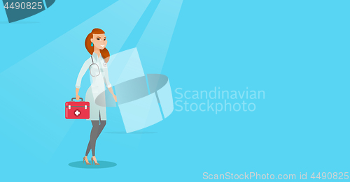 Image of Doctor holding first aid box vector illustration.