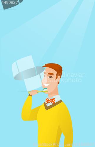 Image of Man brushing her teeth vector illustration.
