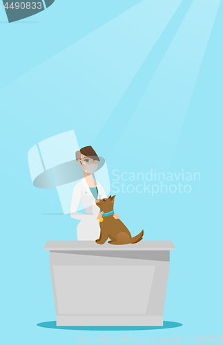 Image of Veterinarian examining dog vector illustration.