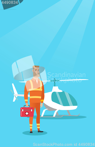 Image of Doctor of air ambulance vector illustration.