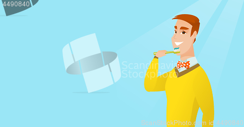 Image of Man brushing her teeth vector illustration.