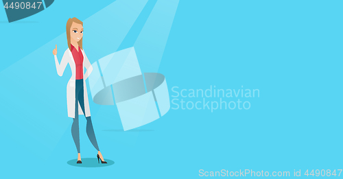 Image of Doctor showing finger up vector illustration.
