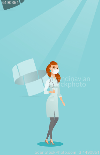 Image of Doctor giving thumb up vector illustration.