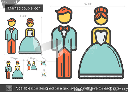 Image of Married couple line icon.