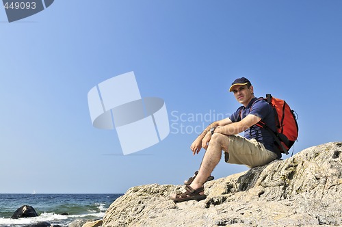 Image of Hiker sitting on a rock