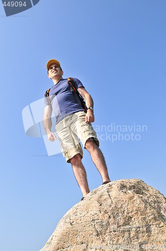 Image of Hiker standing on a rock