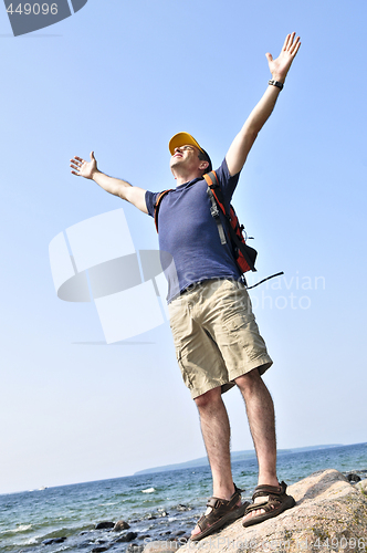 Image of Hiker standing on a rock