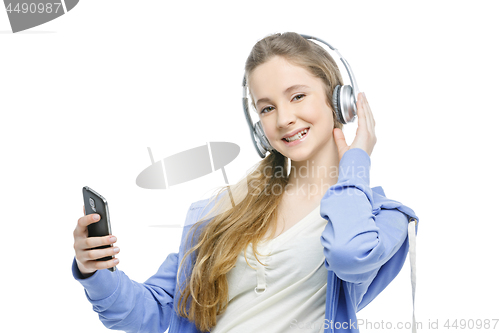 Image of Teen age girl with headphones