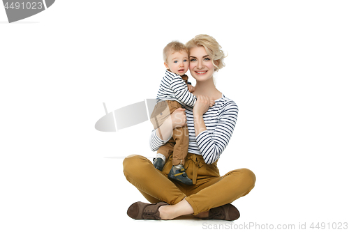 Image of Beautiful young woman with toddler