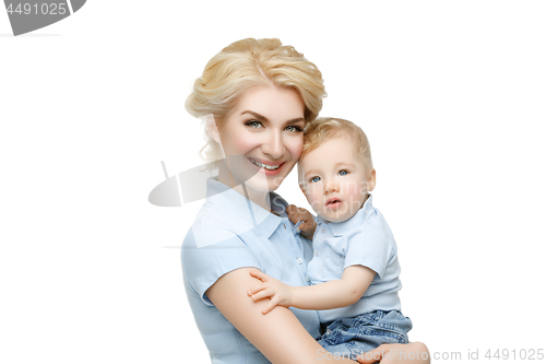 Image of Beautiful young woman with toddler