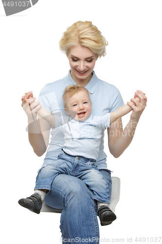 Image of Beautiful young woman with toddler