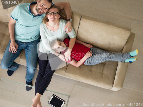 Image of family with little boy enjoys in the modern living room