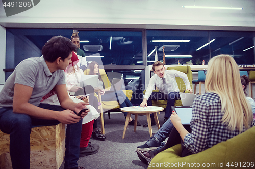 Image of Multiethnic startup business team having meeting