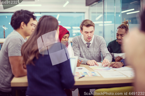Image of Multiethnic startup business team having meeting