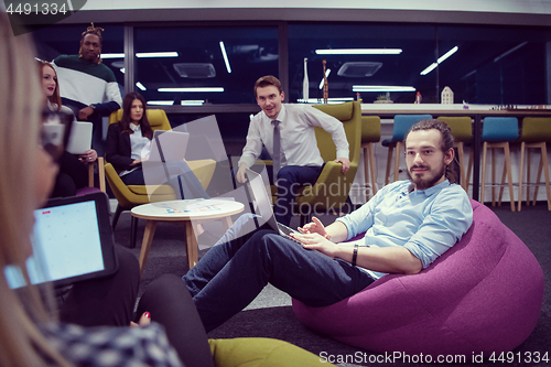 Image of Multiethnic startup business team having meeting