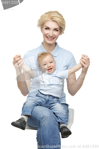 Image of Beautiful young woman with toddler