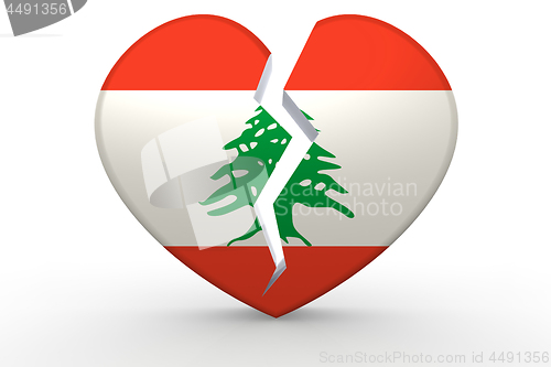 Image of Broken white heart shape with Lebanon flag