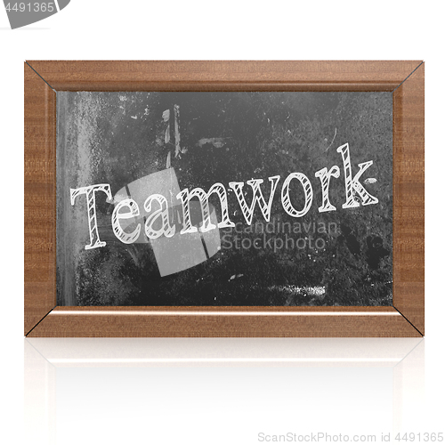 Image of Success concept with teamwork on blackboard