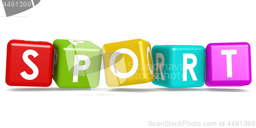 Image of Colorful cube with sport word
