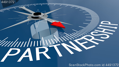 Image of Blue compass with partnership word