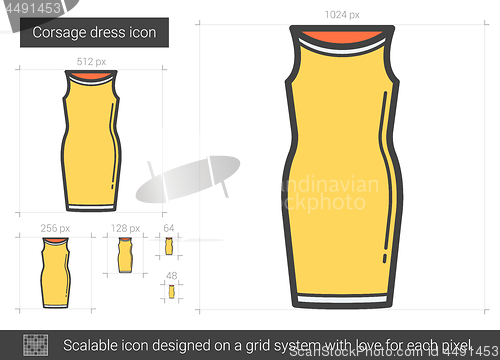 Image of Corsage dress line icon.