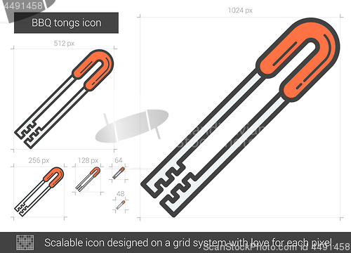 Image of BBQ tongs line icon.