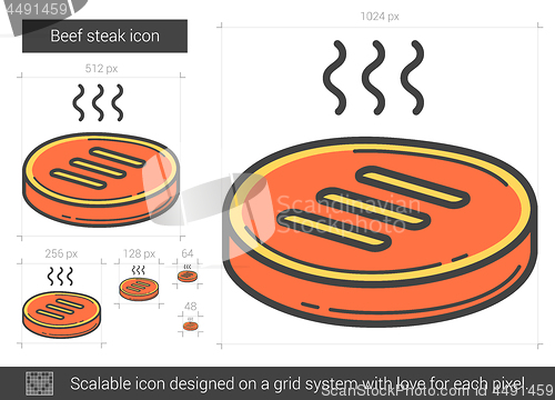 Image of Beef steak line icon.