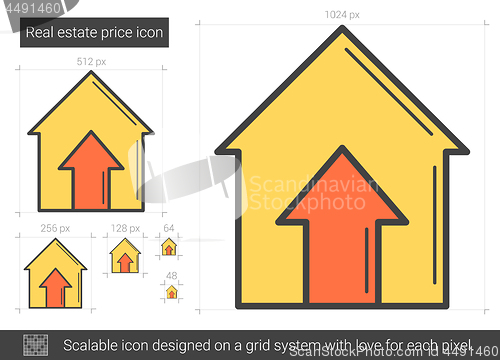 Image of Real estate price line icon.