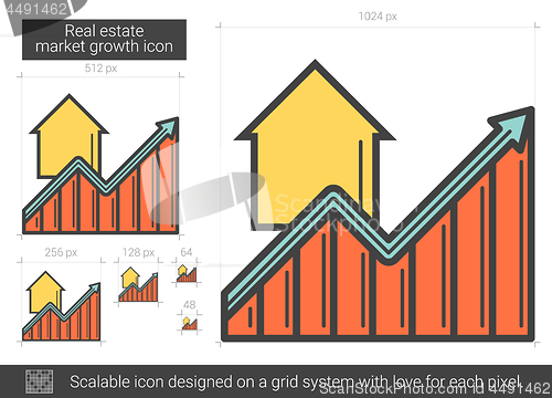 Image of Real estate market growth line icon.